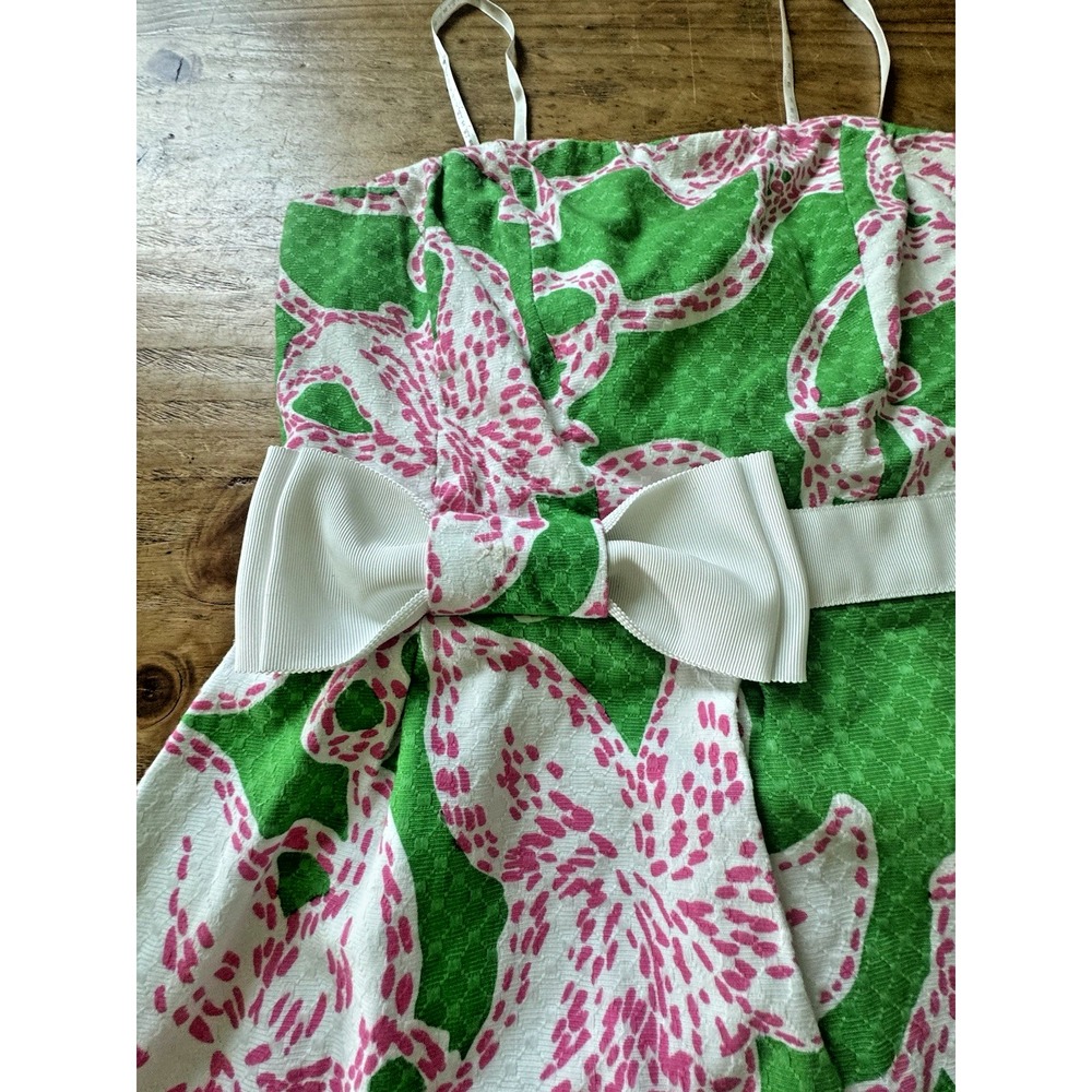 Lilly Pulitzer Amberly Strapless Dress Prep Green Pink Twinkle Floral Sz 2 - Picture 4 of 14